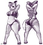  anthro anthrofied apple_bloom_(mlp) armpits big_breasts big_butt bikini bow breasts butt chubby equine female friendship_is_magic horse mammal monochrome my_little_pony navel pony raised_arm solo swimsuit trinity-fate62 