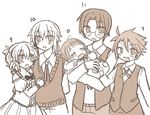  3boys azuki_(lizzy) baby child cousins dress fang glasses monochrome multiple_boys multiple_girls open_mouth ponytail siblings smile sweater_vest tears umineko_no_naku_koro_ni ushiromiya_battler ushiromiya_george ushiromiya_jessica ushiromiya_lion ushiromiya_maria waistcoat younger 