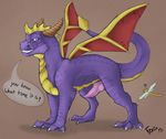  ?! arthropod dialog dragon dragonfly erection feral fersir horn insect knot male nude penis plain_background purple_dragon sketch sparx spyro spyro_the_dragon standing text video_games wings 