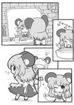  :&lt; =_= absurdres animal_ears apron bad_id bad_pixiv_id bow bug comic dress greyscale hair_brush highres kemonomimi_mode kirisame_marisa long_hair minigirl mirror monochrome mouse_ears mouse_marisa mouse_tail one_eye_closed ribbon short_sleeves silk spider spider_web tail tape toothbrush toothpaste touhou towel waist_apron washing_face yuasan 