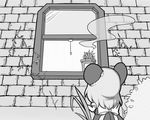  animal_ears bad_id bad_pixiv_id bow brick_wall bush comic flower_pot grass greyscale highres kemonomimi_mode kirisame_marisa long_hair minigirl monochrome mouse_ears mouse_marisa plant running_bond short_sleeves steam touhou vines window window_shade yuasan 