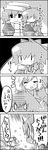  2girls 4koma aki_shizuha cirno comic food greyscale hat highres leaf letty_whiterock monochrome mont_blanc_(food) multiple_girls open_mouth scarf short_hair shouting spoon spoon_in_mouth tani_takeshi tears touhou translated wings yukkuri_shiteitte_ne |_| 