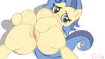  anus blue_hair breasts drclop equine female feral freckles green_eyes hair horse mammal milky_way_(character) my_little_pony original_character plain_background pony pussy solo teats two_tone_hair white_background 
