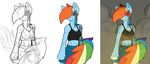  anthro anthrofied clothing color copymirror cyborg equine female friendship_is_magic glowing glowing_eyes hair horse inking machine mammal mechanical multi-colored_hair my_little_pony pony progression rainbow_dash_(mlp) rainbow_hair sketch solo 
