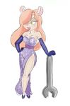  blush breasts chip_&#039;n_dale_rescue_rangers chip_'n_dale_rescue_rangers cosplay disney dress female gadget_hackwrench gloves hair hair_over_eye jessica_rabbit lips mammal mouse orange_hair rescue_rangers rodent solo unknown_artist who_framed_roger_rabbit wrench 