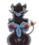  anthro areola areolas big_breasts black_fur blue_skin blush breasts female fur inverted_nipples luxray nintendo nipples nude plain_background pok&#233;mon pok&eacute;mon pussy sechomi11 solo thick_thighs video_games white_background wide_hips yellow_eyes 