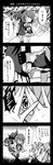 4koma clenched_hands close-up comic drooling fingers grey_background greyscale hands highres holding_hands interlocked_fingers kaname_madoka looking_at_viewer magical_girl mahou_shoujo_madoka_magica mahou_shoujo_madoka_magica_movie miki_sayaka monochrome multiple_girls otoufu palms peeking_through_fingers sakura_kyouko simple_background speech_bubble spoilers talking translation_request 