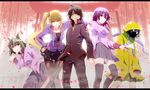  araragi_koyomi bakemonogatari hanekawa_tsubasa kanbaru_suruga monogatari_(series) oshino_shinobu petals s.h.v senjougahara_hitagi 