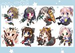  ahoge aoba_(kantai_collection) bare_shoulders blonde_hair blue_eyes bow breasts brown_hair choukai_(kantai_collection) detached_sleeves green_eyes hair_bow hair_ornament hair_ribbon hairband hairclip headgear japanese_clothes kantai_collection kinugasa_(kantai_collection) kongou_(kantai_collection) long_hair maya_(kantai_collection) medium_breasts multiple_girls nontraditional_miko pink_hair ponytail purple_hair red_eyes remodel_(kantai_collection) ribbon school_uniform serafuku shigure_(kantai_collection) short_sleeves skirt smile thighhighs ume_(pickled_plum) yuudachi_(kantai_collection) zuikaku_(kantai_collection) 