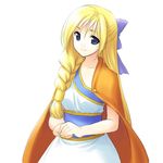  atsukan bianca blonde_hair blue_eyes braid cosplay dragon_quest dragon_quest_v flora flora_(cosplay) fusion hair_over_shoulder hair_ribbon half_updo long_hair ribbon side_braid solo 