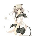  animal_ears cat_ears copyright_request satomi school_uniform serafuku sitting solo tail thighhighs 