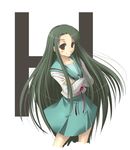  green_hair kita_high_school_uniform long_hair satomi school_uniform serafuku solo suzumiya_haruhi_no_yuuutsu tsuruya very_long_hair 