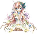  akisame_kou bad_id bad_pixiv_id blue_eyes bug butterfly flower insect long_hair megurine_luka midriff pink_hair solo traditional_media vocaloid younger 