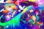  bad_id bad_pixiv_id colorful crossover detached_sleeves hat hatsune_miku kana_anaberal kazu_(muchuukai) long_hair multiple_girls necktie touhou touhou_(pc-98) twintails vocaloid 