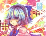  :t angry bandaid bandaid_on_face blue_eyes blue_hair cirno kirero pout ribbon short_hair solo tears touhou upper_body wings 