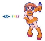  azumanga_daiou boots brown_eyes cosplay headset lowres microphone mihama_chiyo non-web_source orange_hair parody red_hair skirt smile solo space_channel_5 twintails ulala ulala_(cosplay) 