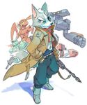  eyepatch furry gloves gun lowres male_focus nemurism red_eyes rifle robot solo star_fox tail trench_coat weapon wolf_o'donnell 