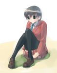  black_eyes black_hair blush ikeda_jun_(mizutamari) original short_hair sitting solo thighhighs zettai_ryouiki 