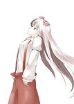  bad_id bad_pixiv_id from_side fujiwara_no_mokou hands_in_pockets long_sleeves looking_up pants red_eyes simple_background solo suspenders takuan_(toko-6439) touhou white_background white_hair 
