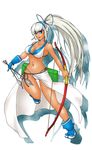  1girl arrow blue_eyes bow breasts cleavage large_breasts majikina_mina samurai_spirits silver_hair snk solo weapon 