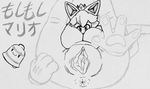  bell big_butt breasts butt cat crown feline female gaping looking_at_viewer mammal mario_bros monochrome nintendo nipples presenting princess_peach pussy solo text tko-san translated video_games 