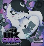  bear big_breasts breasts cassette_tape cleavage clothed clothing cover female hoodie huge_breasts ipod luna_the_panda_bear mammal music panda smutbunny solo urban 