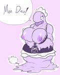  breasts female french_maid french_text kaboozle maid maid_uniform muk nintendo pok&#233;mon pok&eacute;mon purple_nipples slime solo text translated video_games 