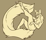  arya arya_(genetta) big_tail breasts claws clockworkfoxx digitigrade female fluffy_tail genet hindpaw large_tail legs_up looking_at_viewer lying nipples nude on_back pawpads paws plain_background soles solo tasteful_nudity toes 