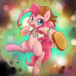  bandanna beads blue_eyes bracelet cutie_mark equine female feral friendship_is_magic fur hair horse jewelry long_hair mammal musical_instrument my_little_pony necklace open_mouth pink_fur pink_hair pinkie_pie_(mlp) pony pose renokim smile solo standing tambourine wrap 