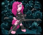  benprower blue_eyes clothing collar cutie_mark electric_guitar equine female feral friendship_is_magic fur guitar hair hair_over_eye hair_over_eyes horse long_hair looking_at_viewer mammal my_little_pony necklace open_mouth pink_fur pink_hair pinkie_pie_(mlp) pony shirt smile solo spikes standing teeth thorns vines 