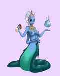 blue_nipples blue_skin breasts female kaboozle multi_limbs mythology naga nipples pussy solo water 