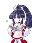  1girl black_hair breasts disgaea japanese_clothes maman ponytail ronin_(disgaea) 