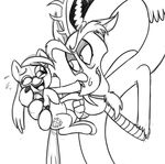  cute cutie_mark discord_(mlp) draconequus equine eye_contact female feral friendship_is_magic hair horse male mammal mickeymonster monochrome my_little_pony original_character pony smile teeth tooth 