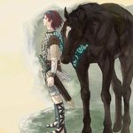  agro bandages hairband horse red_hair shadow_of_the_colossus sheath sheathed short_hair sword tabard wander weapon youken 