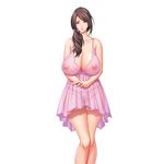  areolae babydoll blush breasts censored cleavage covered_nipples curvy game_cg huge_breasts lingerie long_hair mature mosaic_censoring nightgown nipples panties see-through solo tatsunami_youtoku underwear 