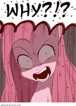  angry dialog english_text equine female friendship_is_magic hair horse mammal my_little_pony navel open_mouth pink_hair pinkamena_(mlp) pinkie_pie_(mlp) pony rage reaction_image solo teeth text umeguru yandere 