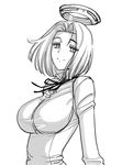  breasts greyscale kantai_collection large_breasts light_smile looking_at_viewer magaki_ryouta mechanical_halo monochrome simple_background sketch solo tatsuta_(kantai_collection) white_background 