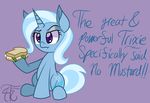  blue_hair cutie_mark english_text equine female feral flower food friendship_is_magic fur hair horn horse long_hair mammal my_little_pony pony purple_eyes sandwich sandwich_(food) sitting solo text trixie_(mlp) two_tone_hair unicorn wildberry-poptart 