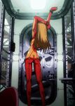  1girl animated animated_gif ass evangelion:_2.0_you_can_(not)_advance long_hair neon_genesis_evangelion plugsuit rebuild_of_evangelion red_hair see-through soryu_asuka_langley stretch test_plugsuit 