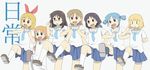  aioi_yuuko annaka_haruna black_hair blonde_hair blue_hair bow glasses long_hair minakami_mai naganohara_mio necktie nichijou pigtails professor_shinonome sekiguchi_yuria shinonome_nano short_hair short_twintails skirt twintails 