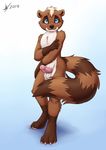  anthro balls barefoot black_nose blue_eyes blush cub digitigrade erection fur hair invalid_tag looking_at_viewer male mammal penis plain_background raccoon shy solo wagnermutt young 