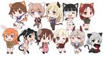  6+girls ;p animal_ears aqua_eyes bare_legs black_eyes black_hair blonde_hair blue_eyes blush braid brown_eyes brown_hair card cat_ears cat_tail charlotte_e_yeager chibi chocolate closed_eyes crossed_arms dog_ears dog_tail eila_ilmatar_juutilainen erica_hartmann eyepatch francesca_lucchini gertrud_barkhorn glasses green_eyes grey_hair grin hair_ribbon hands_on_hips highres holding holding_card idu_michito laughing looking_at_viewer low_twintails lynette_bishop military military_uniform minna-dietlinde_wilcke miyafuji_yoshika multicolored_hair multiple_girls one_eye_closed open_mouth orange_hair panties pantyhose perrine_h_clostermann pillow pillow_hug purple_eyes red_eyes red_hair ribbon sakamoto_mio sanya_v_litvyak sidelocks silver_hair smile smirk strike_witches striker_unit striped striped_legwear striped_panties swimsuit swimsuit_under_clothes tail tarot thighhighs tongue tongue_out twintails underwear uniform world_witches_series 