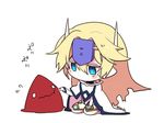  bad_id bad_twitter_id blazblue blonde_hair cape chibi dead_spike kuro_yuzu long_hair mu-12 o_o poking wavy_mouth 