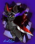  anthrofied armor big_breasts black_hair breasts carmelcube crossgender crown equine eye_mist female friendship_is_magic hair horn horse king_sombra_(mlp) long_hair looking_at_viewer mammal my_little_pony nipples pony red_eyes smile solo unicorn 