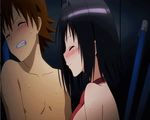  1boy 1girl animated animated_gif bouncing_breasts breasts kirisaki_kyouko nipples open_mouth sexually_suggestive to_love-ru to_love-ru_darkness yuuki_rito 
