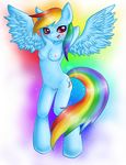  absurd_res anthro anthrofied arenlatria arms_behind_back blue_fur blush breasts cutie_mark equine female friendship_is_magic fur hair hi_res horse looking_at_viewer mammal multi-colored_hair my_little_pony navel nipples nude open_mouth pegasus pony pose purple_eyes pussy rainbow_dash_(mlp) rainbow_hair solo standing tongue wings 
