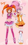  arm_warmers bad_id bad_pixiv_id bike_shorts blue_eyes boots character_name choker cosplay costume_switch cure_melody cure_melody_(cosplay) cure_sunny cure_sunny_(cosplay) detached_sleeves dress earrings hair_bun hair_ornament hair_ribbon heart high_heels highres hino_akane_(smile_precure!) houjou_hibiki jewelry long_hair magical_girl midriff multiple_girls orange_dress orange_eyes orange_hair pink_hair pink_legwear precure ribbon shirt shorts shorts_under_skirt skirt smile_precure! suite_precure tatsuo_(tty0607) thigh_boots thighhighs wrist_cuffs 