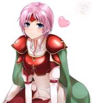  armor blue_eyes cape fire_emblem fire_emblem:_souen_no_kiseki headband heart marcia pink_hair reimei_(seiga) short_hair solo 