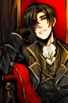  black_hair bored chair cravat formal gloves green_eyes heterochromia male_focus open_mouth red_eyes scar sitting solo suit tales_of_(series) tales_of_xillia tales_of_xillia_2 tassel teeth throne victor_(tales) warakusa 