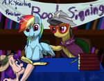  a._k._yearling_(mlp) banner book child daring_do_(mlp) dawnmistpony equine eyewear female friendship_is_magic glasses grey_hair group hair hat horse mammal multi-colored_hair my_little_pony navel pegasus pony purple_eyes purple_hair rainbow_dash_(mlp) wings young 